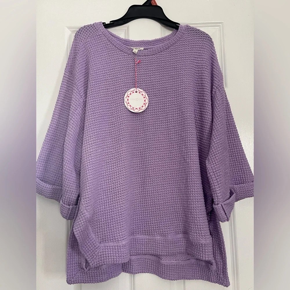 Umgee Lavender Waffle Knit Top - Picture 1 of 1